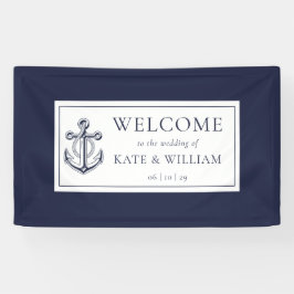 Blauw Anker Zee Bruiloft Welkom Spandoek