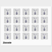 Blauw Anker Zilver Wit Marine Cirkel Monogram 33 Vierkante Sticker (Vel)