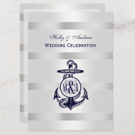 Blauw Anker Zilver Wit Marine Wijnstok Monogram 33 Kaart