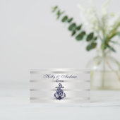 Blauw Anker Zilver Wit Marineblauw Cirkel Monogram Plaatskaartje (Staand voorkant)