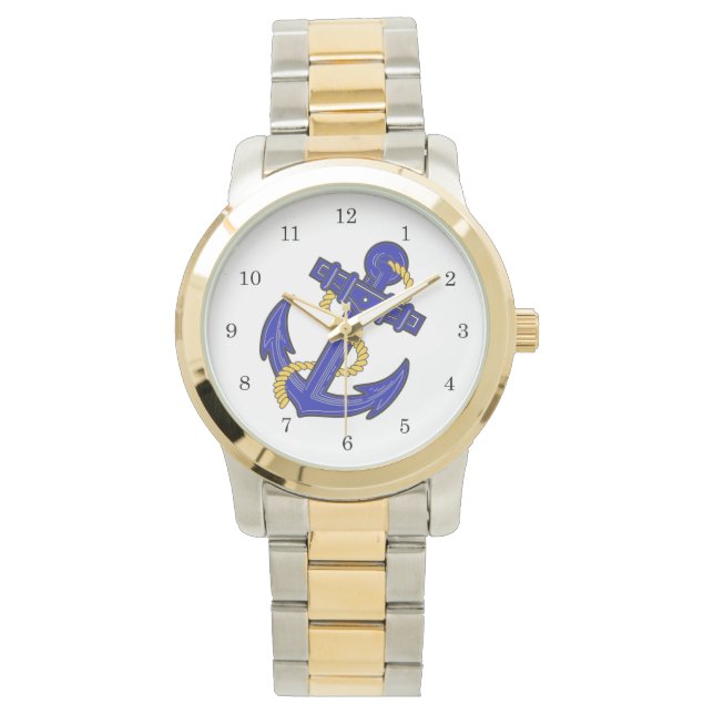 Blauw ankerhorloge horloge (Voorkant)