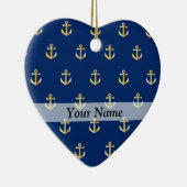 Blauw ankerpatroon keramisch ornament (Rechts)