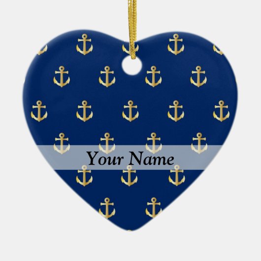 Blauw ankerpatroon keramisch ornament (Voorkant)