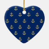 Blauw ankerpatroon keramisch ornament (Achterkant)