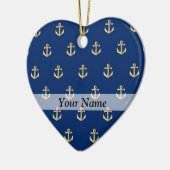 Blauw ankerpatroon keramisch ornament (Links)