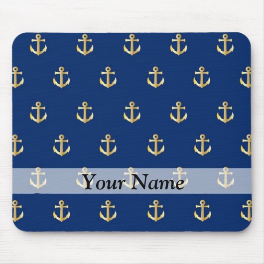 Blauw ankerpatroon muismat (Voorkant)