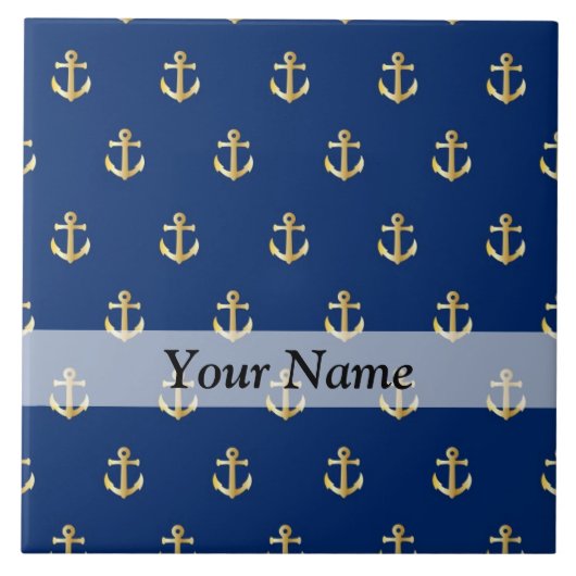 Blauw ankerpatroon tegeltje (Voorkant)
