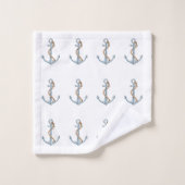  blauw ankers met touw bad handdoek (Wasdoekje)