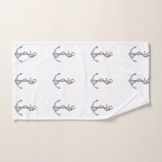 blauw ankers met touw bad handdoek (Handdoek)