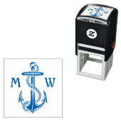 blauw ankertouw nautisch Zee monogram Zelfinktende Stempel (In situ)