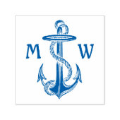 blauw ankertouw nautisch Zee monogram Zelfinktende Stempel (Design)