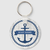 Blauw ankertouwgrensbootsleutels driftwood sleutelhanger (Voorkant)
