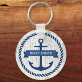 Blauw ankertouwgrensbootsleutels driftwood sleutelhanger (Voorkant)