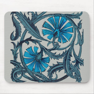 blauw antiek bloem grafisch kunstontwerp uit het v muismat