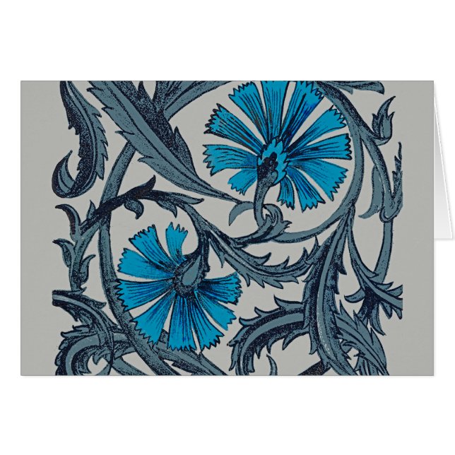  blauw antiek bloemenkunst ambachten rustiek (Voorkant Horizontaal)