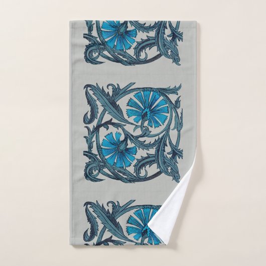  blauw antiek bloemenkunst ambachten rustiek bad handdoek (Handdoek)