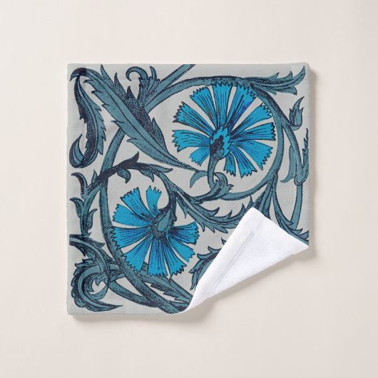 blauw antiek bloemenkunst ambachten rustiek bad handdoek (Wasdoekje)