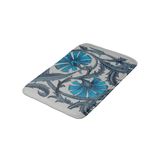  blauw antiek bloemenkunst ambachten rustiek badmat (Gekanteld)