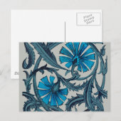blauw antiek bloemenkunst ambachten rustiek briefkaart (Voorkant / Achterkant)