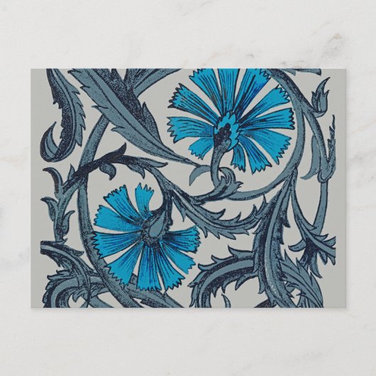 blauw antiek bloemenkunst ambachten rustiek briefkaart (Voorkant)