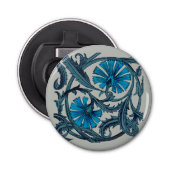  blauw antiek bloemenkunst ambachten rustiek button flesopener (Voorkant)