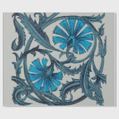 blauw antiek bloemenkunst ambachten rustiek cadeaupapier (Vlak)