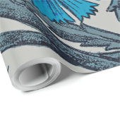 blauw antiek bloemenkunst ambachten rustiek cadeaupapier (Rol Hoek)