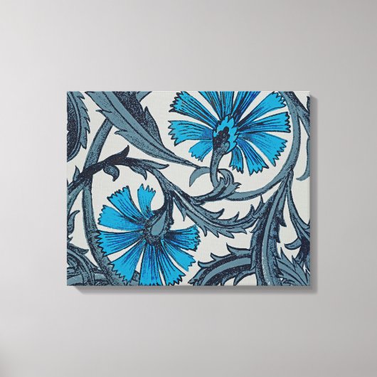  blauw antiek bloemenkunst ambachten rustiek canvas afdruk (Voorkant)