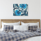  blauw antiek bloemenkunst ambachten rustiek canvas afdruk (Insitu (Slaapkamer))