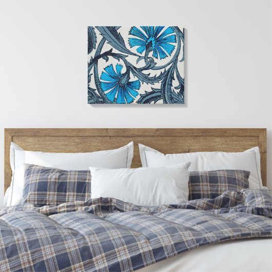  blauw antiek bloemenkunst ambachten rustiek canvas afdruk (Insitu (Slaapkamer))