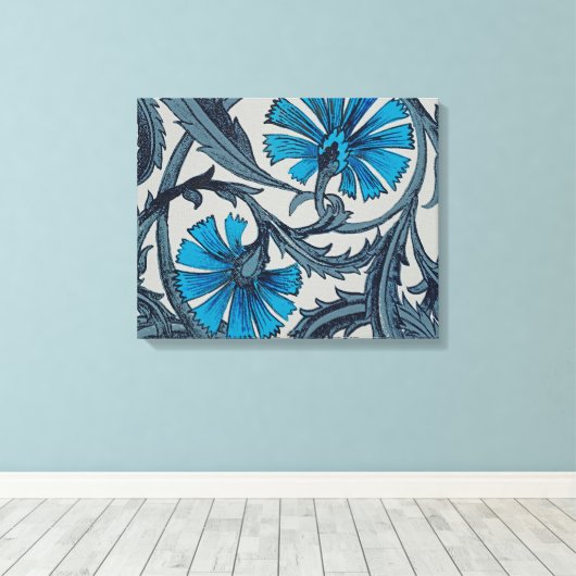  blauw antiek bloemenkunst ambachten rustiek canvas afdruk (Insitu (Houten vloer))