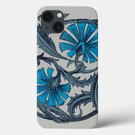 blauw antiek bloemenkunst ambachten rustiek Case-Mate iPhone case (Achterkant)