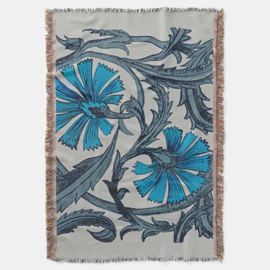 blauw antiek bloemenkunst ambachten rustiek deken (Voorkant Verticaal)