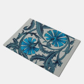  blauw antiek bloemenkunst ambachten rustiek deurmat (Schuin)