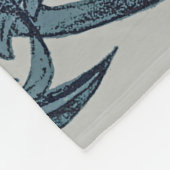  blauw antiek bloemenkunst ambachten rustiek fleece deken (Hoek)