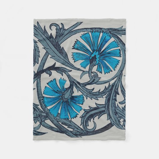  blauw antiek bloemenkunst ambachten rustiek fleece deken (Voorkant)