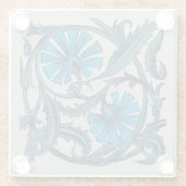 blauw antiek bloemenkunst ambachten rustiek glazen onderzetter (Achterkant)