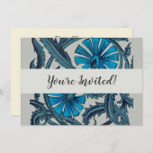 blauw antiek bloemenkunst ambachten rustiek kaart (Voorkant / Achterkant)