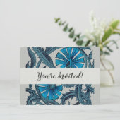  blauw antiek bloemenkunst ambachten rustiek kaart (Staand voorkant)