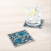 blauw antiek bloemenkunst ambachten rustiek kartonnen onderzetters (Insitu)