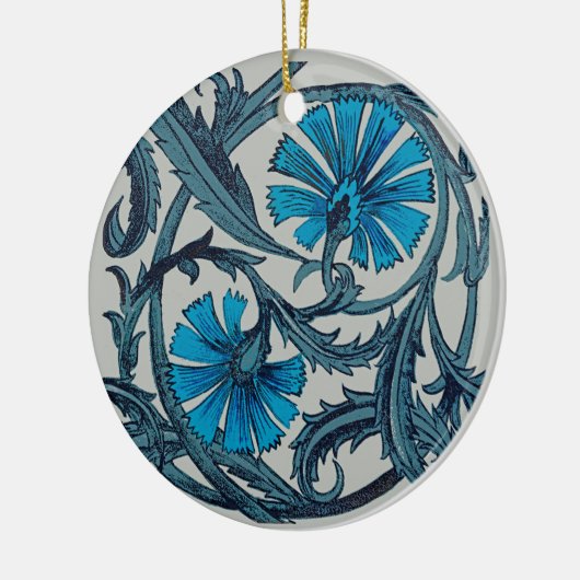  blauw antiek bloemenkunst ambachten rustiek keramisch ornament (Links)
