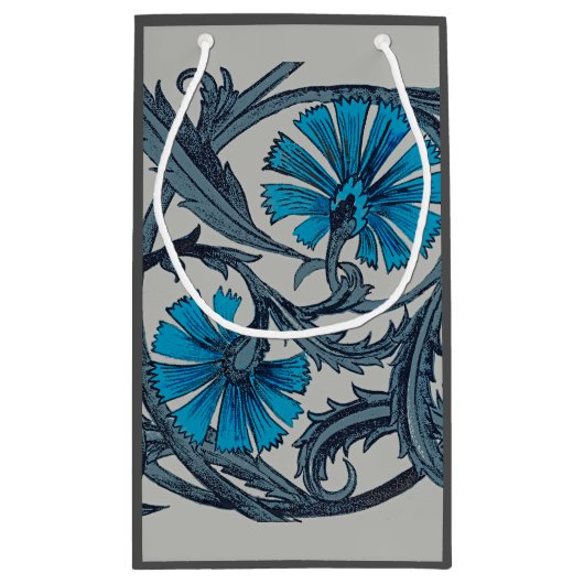  blauw antiek bloemenkunst ambachten rustiek klein cadeauzakje (Achterkant)