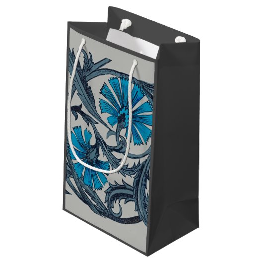  blauw antiek bloemenkunst ambachten rustiek klein cadeauzakje (Achterkant Gekanteld)