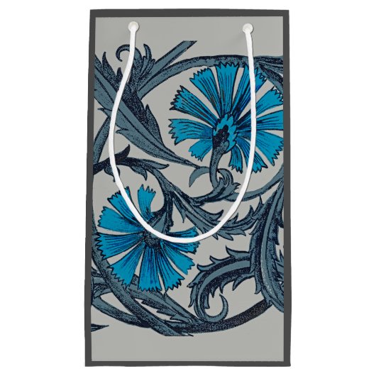 blauw antiek bloemenkunst ambachten rustiek klein cadeauzakje (Voorkant)