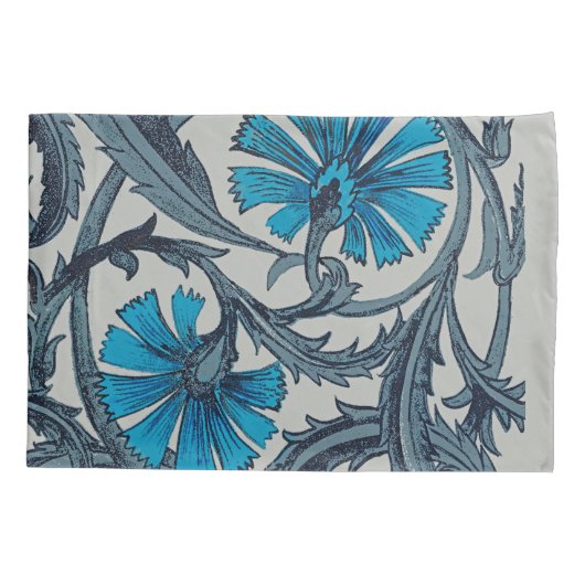 blauw antiek bloemenkunst ambachten rustiek kussensloop (Achterkant)