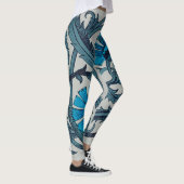  blauw antiek bloemenkunst ambachten rustiek leggings (Rechts)