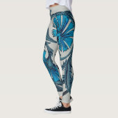  blauw antiek bloemenkunst ambachten rustiek leggings (Links)
