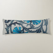  blauw antiek bloemenkunst ambachten rustiek lichaamskussen (Achterkant)