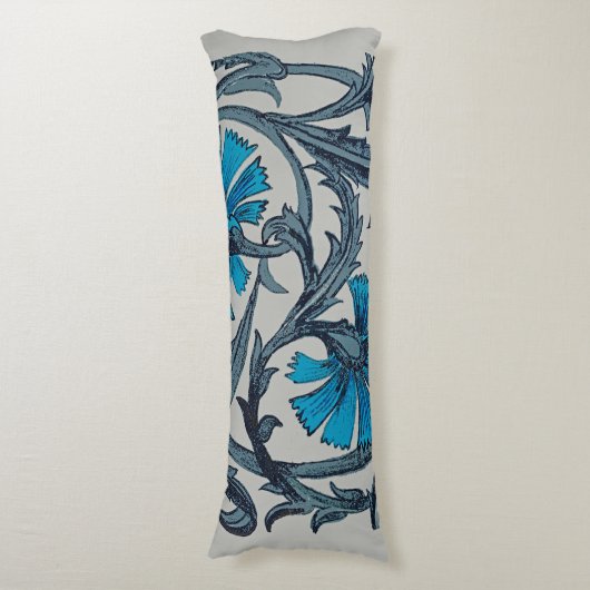 blauw antiek bloemenkunst ambachten rustiek lichaamskussen (Voorkant Verticaal)