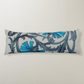 blauw antiek bloemenkunst ambachten rustiek lichaamskussen (Voorkant)